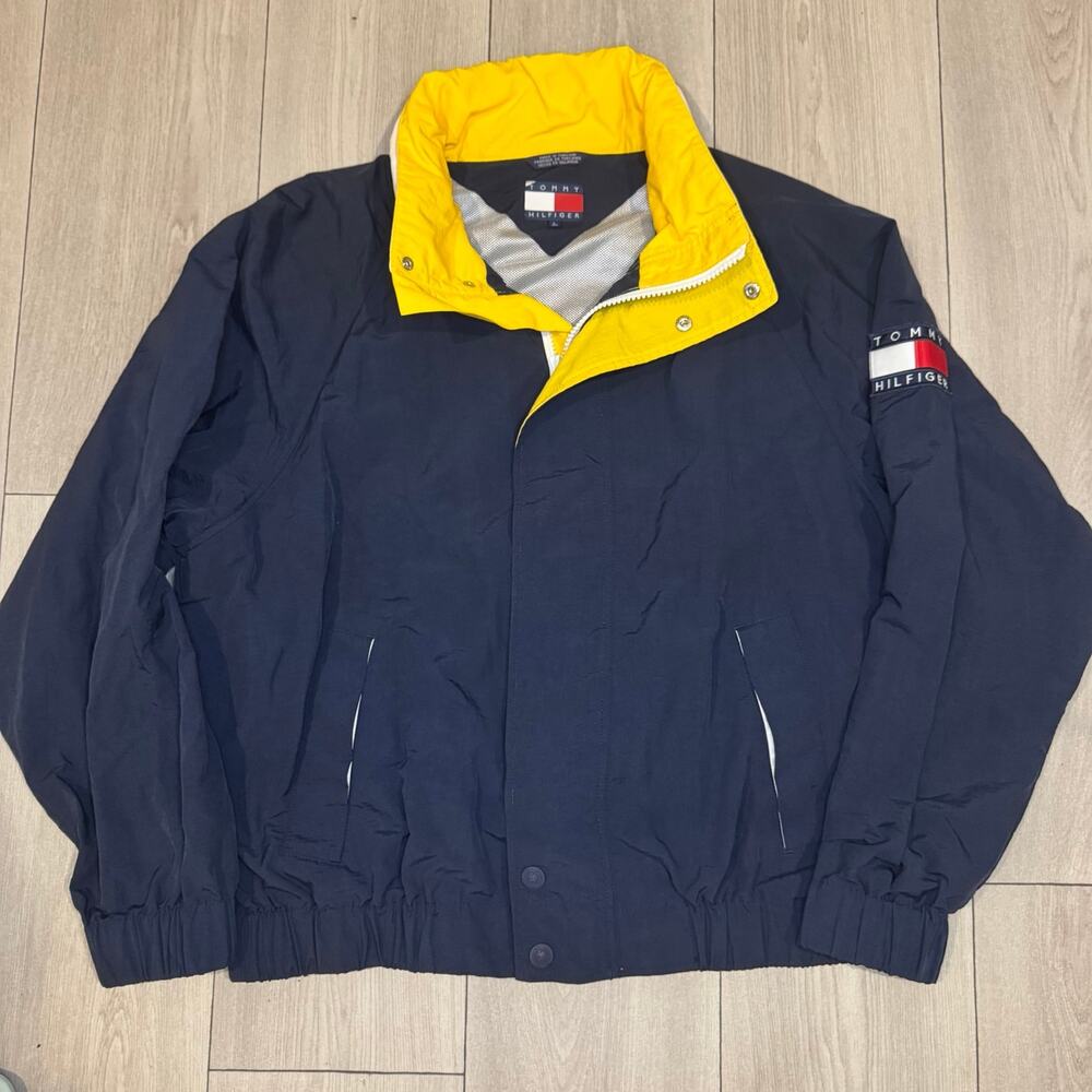 Vintage Tommy Hilfiger 90s Waterproof Windbreaker Zip Up Jacket Mens Large